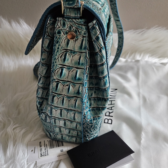 Brahmin Teal Crocodile Embossed Women's Bag Small Margo Melbourne - Picture 9 of 10